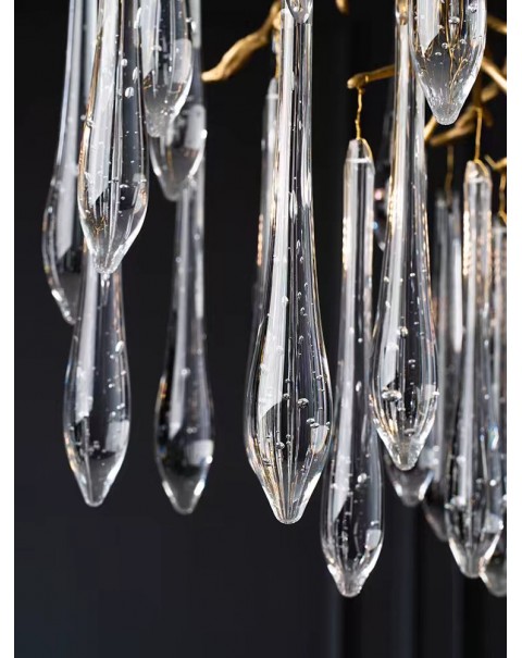 Light luxury crystal chandelier post-modern living room dining room bedroom American vintage French antique full copper branch water drop light