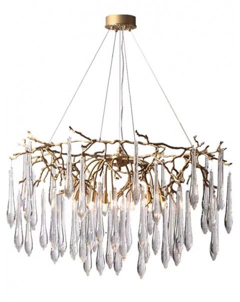 Light luxury crystal chandelier post-modern living room dining room bedroom American vintage French antique full copper branch water drop light