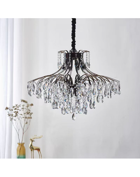 Living room light American light luxury crystal lamp French retro villa dining room chandelier European bedroom designer staircase light