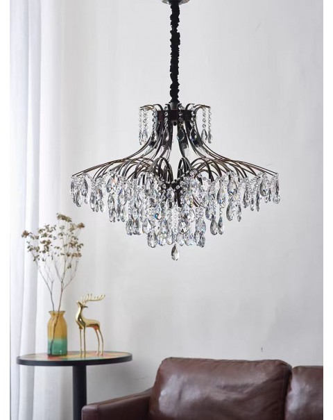 Living room light American light luxury crystal lamp French retro villa dining room chandelier European bedroom designer staircase light