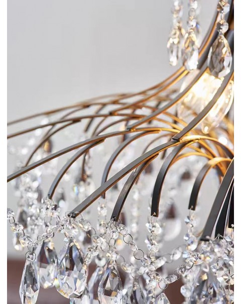 Living room light American light luxury crystal lamp French retro villa dining room chandelier European bedroom designer staircase light