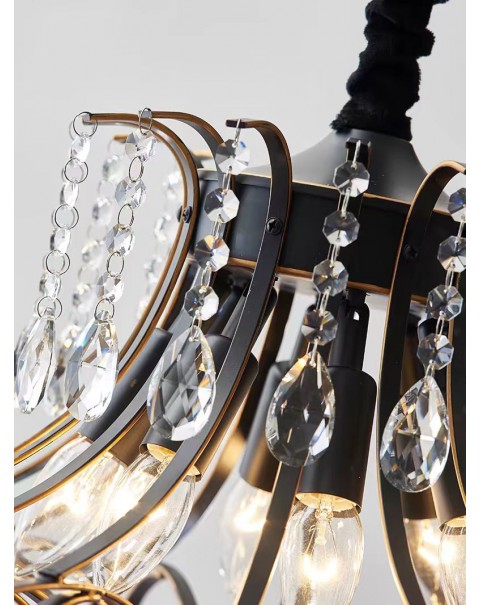 Living room light American light luxury crystal lamp French retro villa dining room chandelier European bedroom designer staircase light