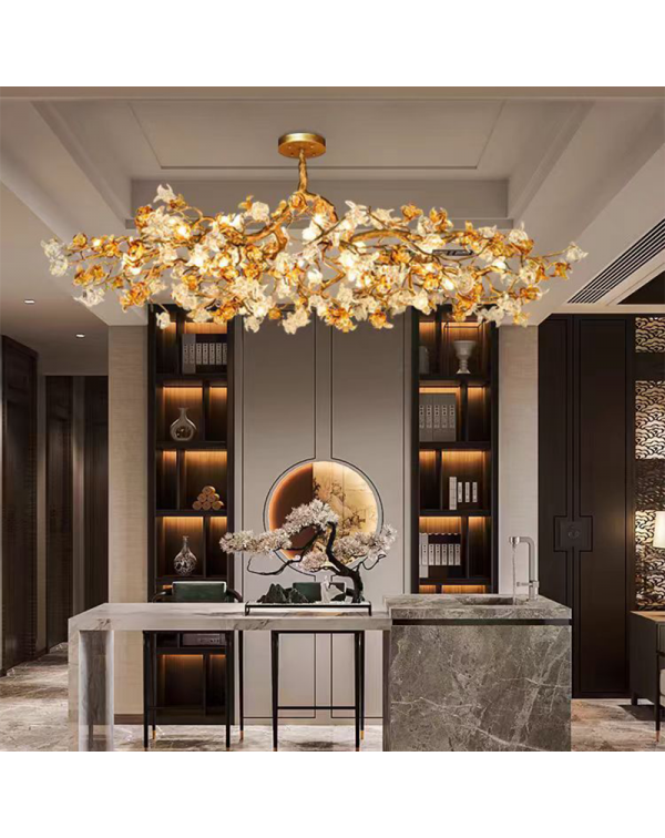 Full copper ceiling lamp living room crystal lamp ...