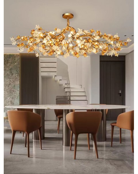 Full copper ceiling lamp living room crystal lamp tea room modern light luxury Chinese bedroom art high-end atmosphere dining room chandelier