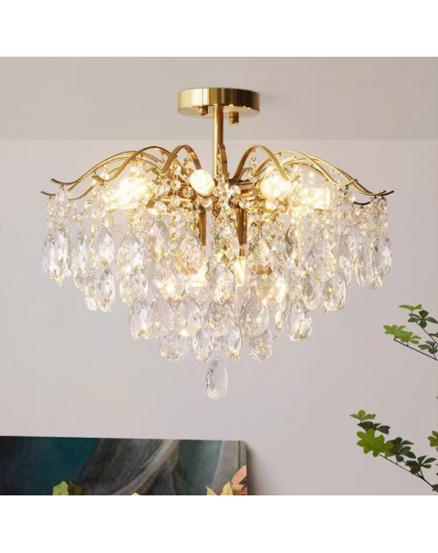 French living room ceiling light crystal amber clear light post-modern light luxury master bedroom dining room 2024 new lamps and lanterns