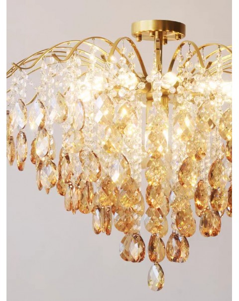French living room ceiling light crystal amber clear light post-modern light luxury master bedroom dining room 2024 new lamps and lanterns
