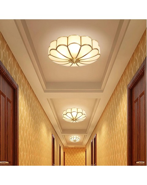 European style all copper bedroom ceiling light led lamps and lanterns round living room lights simple modern American study lights balcony lights