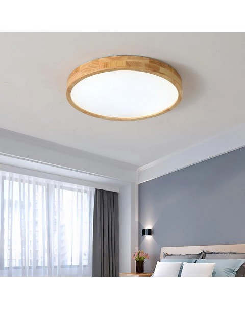 Log living room ultra-thin solid wood ceiling light bedroom lamp round simple Scandinavian style balcony Japanese lamps and lanterns