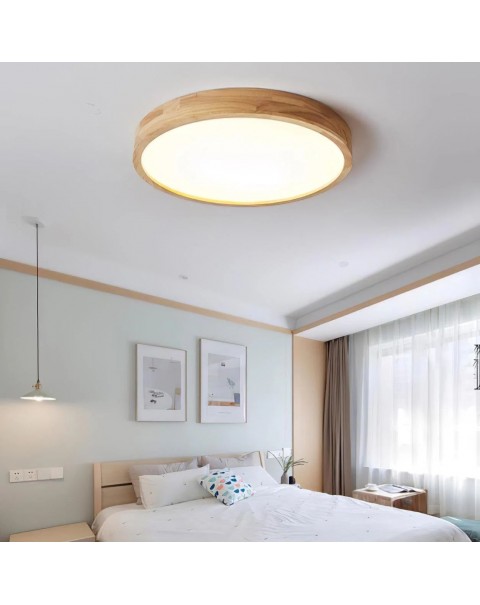 Log living room ultra-thin solid wood ceiling light bedroom lamp round simple Scandinavian style balcony Japanese lamps and lanterns