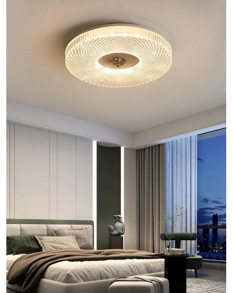 Light luxury crystal ceiling light master bedroom room light round simple balcony living room study lamps and lanterns