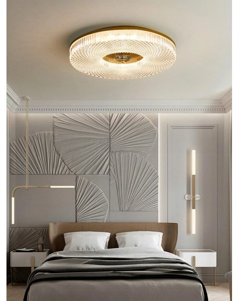 Light luxury crystal ceiling light master bedroom room light round simple balcony living room study lamps and lanterns