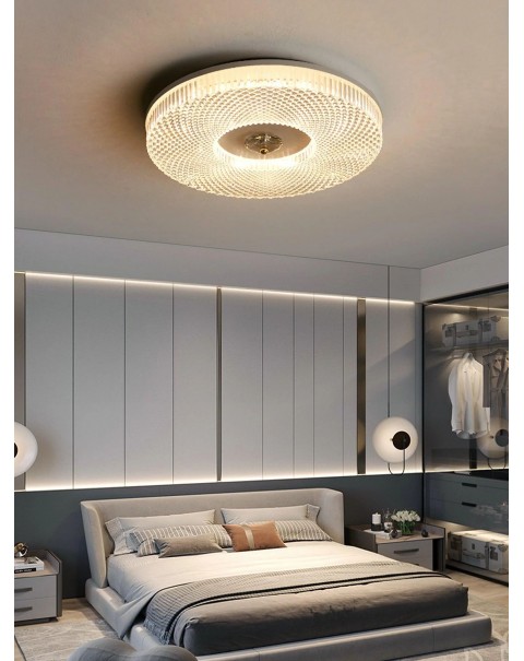 Light luxury crystal ceiling light master bedroom room light round simple balcony living room study lamps and lanterns