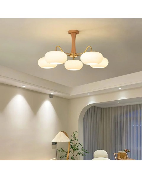 American cream style all copper walnut vintage bedroom dining room lamp Scandinavian persimmon lamp antique chandelier living room main light