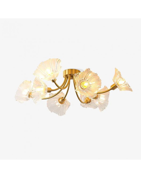 Full copper lotus leaf living room chandelier Fren...