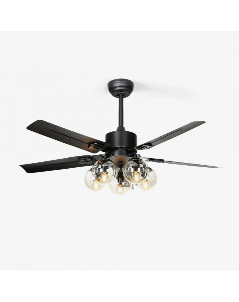 Frequency conversion mute retro electric fan light industrial wind ceiling fan light restaurant living room household iron blade magic beans American chandelier