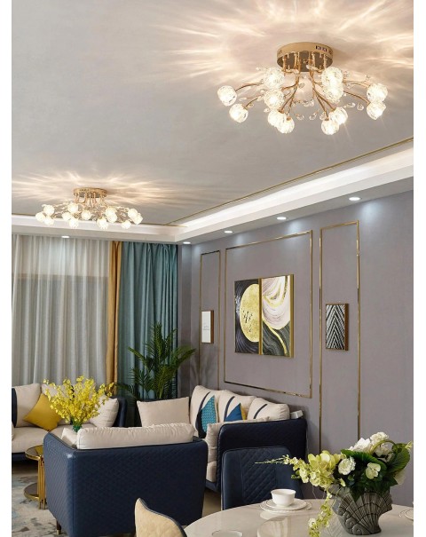 New living room main lamp light luxury atmosphere bedroom crystal ceiling lamp modern simple living room large lamps