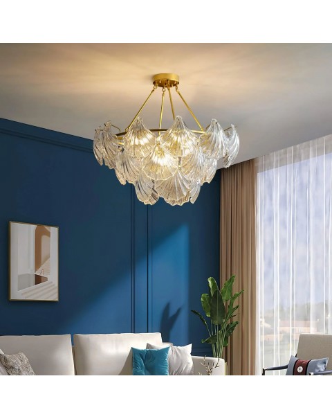 Light luxury shell lamp upscale master bedroom dining room new lamps and lanterns modern simple atmosphere crystal living room chandelier