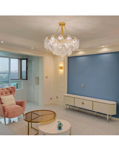Light luxury shell lamp upscale master bedroom dining room new lamps and lanterns modern simple atmosphere crystal living room chandelier