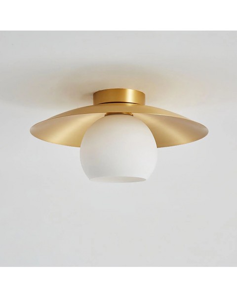 Scandinavian brass glass ceiling light foyer entry corridor aisle light retro balcony cloakroom flower light