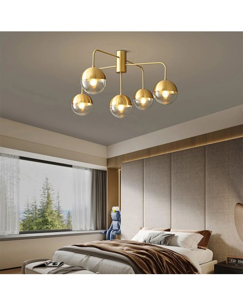 Scandinavian living room lamp ins simple copper ceiling lamp personality creative magic beans molecules master bedroom study dining room light