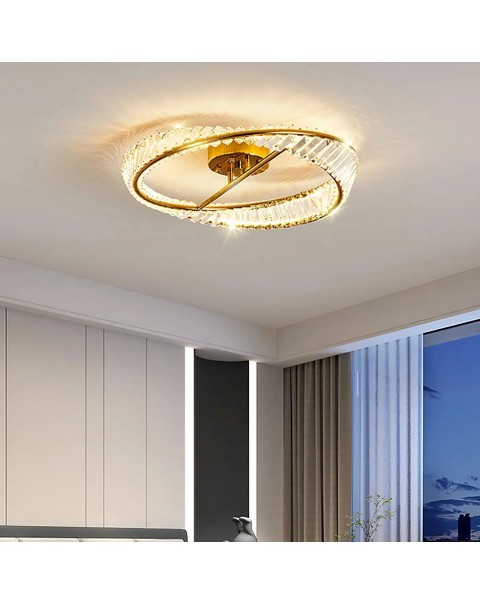 Post-modern light luxury bedroom ceiling light living room dining room simple atmosphere room high-grade crystal Us ring ceiling light