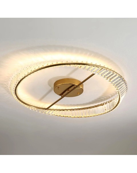 Post-modern light luxury bedroom ceiling light living room dining room simple atmosphere room high-grade crystal Us ring ceiling light