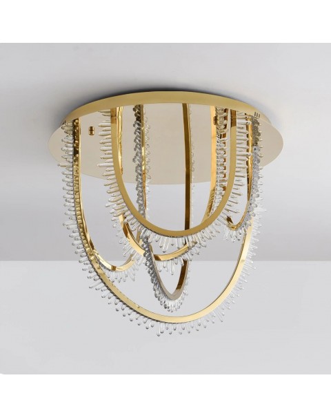 Designer crystal ceiling light stainless steel creative master bedroom light luxury high end master bedroom living room light luxury crystal light