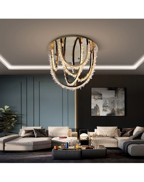 Designer crystal ceiling light stainless steel creative master bedroom light luxury high end master bedroom living room light luxury crystal light