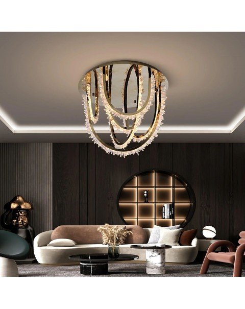 Designer crystal ceiling light stainless steel creative master bedroom light luxury high end master bedroom living room light luxury crystal light