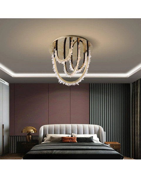 Designer crystal ceiling light stainless steel creative master bedroom light luxury high end master bedroom living room light luxury crystal light