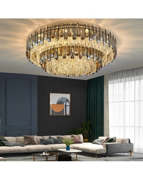 High-end atmosphere living room ceiling light 2024 new premium feeling large size crystal lamp dining room hall main light