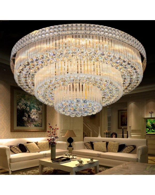 New s gold crystal round ceiling light modern simp...