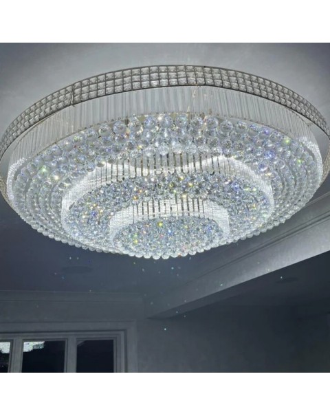 New s gold crystal round ceiling light modern simple lamps and lanterns living room restaurant hotel package room led remote control lamps and lanterns