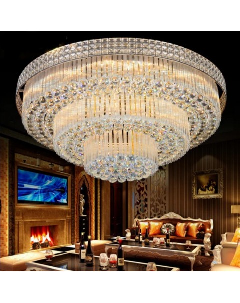 New s gold crystal round ceiling light modern simple lamps and lanterns living room restaurant hotel package room led remote control lamps and lanterns