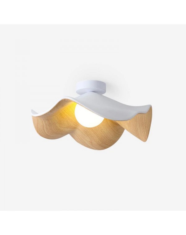 Lotus leaf ceiling lamp walnut wood grain modern s...