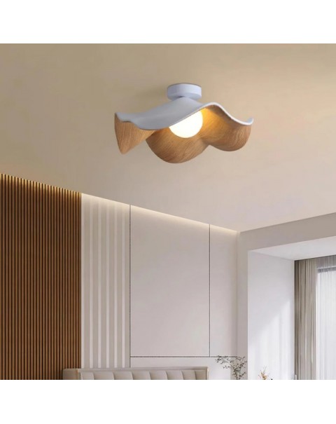 Lotus leaf ceiling lamp walnut wood grain modern simple new Chinese room lamp atmosphere senior sense bedroom eye protection lamps and lanterns