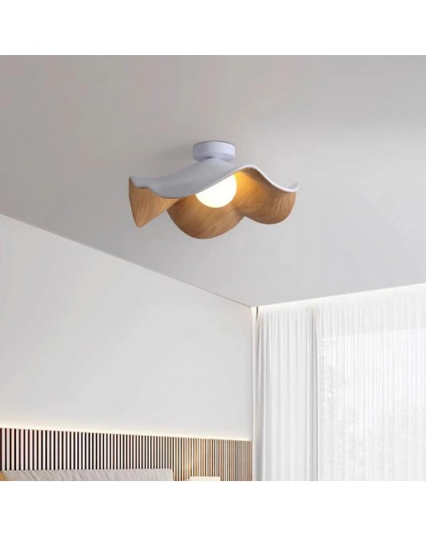 Lotus leaf ceiling lamp walnut wood grain modern simple new Chinese room lamp atmosphere senior sense bedroom eye protection lamps and lanterns