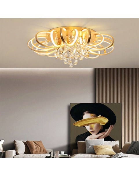 Living room master light 2024 new light luxury modern simple atmosphere crystal ceiling lamp full spectrum room bedroom light