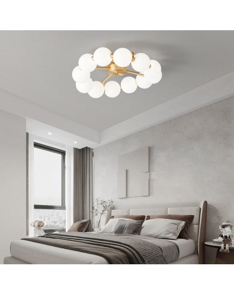 Scandinavian simple light luxury copper pearl necklace magic bean ceiling lamp full spectrum high index eye-care living room bedroom light