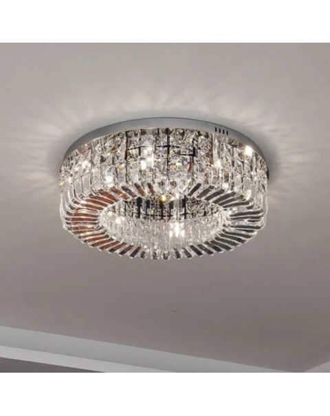Light luxury crystal ceiling light living room lamp gold stainless steel mirror modern simple warm atmosphere master bedroom lamps and lanterns