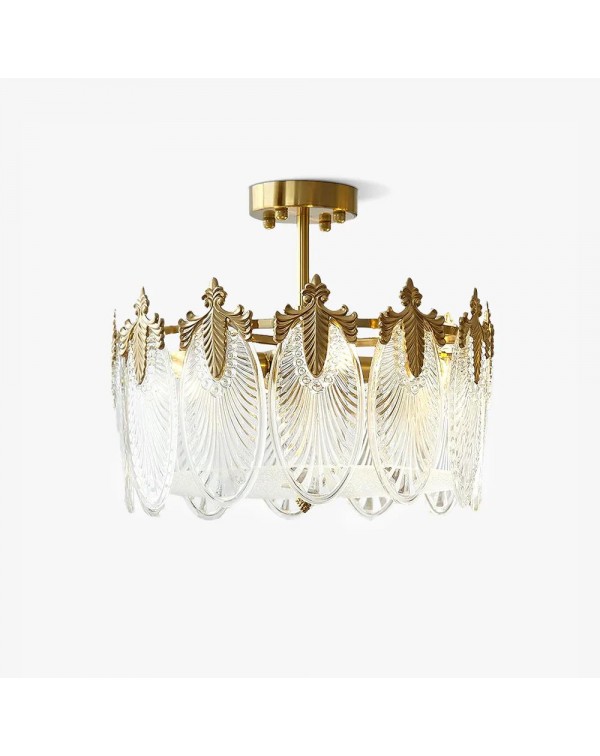 Vintage oval leaves glass ceiling lamp French ligh...