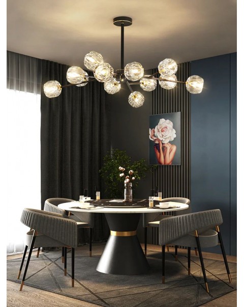 Light luxury chandelier living room lights modern simple atmosphere copper crystal molecular lights Scandinavian dining room bedroom main light fixture sets