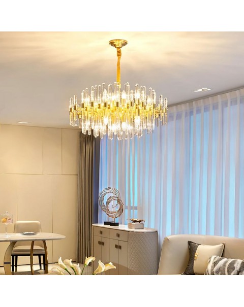 Full copper American light luxury post-modern crystal chandelier designer upscale dining room bedroom simple living room hall lamps and lanterns