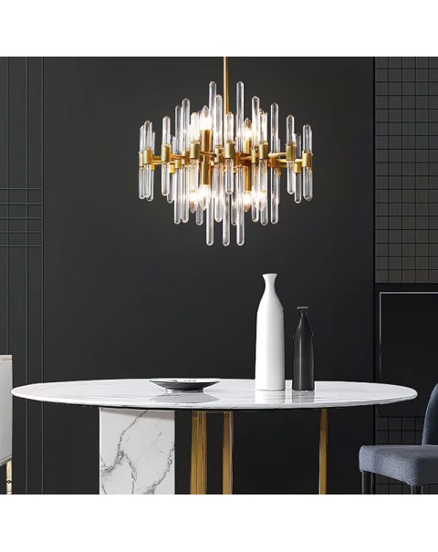 Full copper American light luxury post-modern crystal chandelier designer upscale dining room bedroom simple living room hall lamps and lanterns