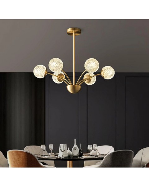Light luxury living room crystal chandelier full copper post-modern minimalist creative personality art fireworks restaurant master bedroom light