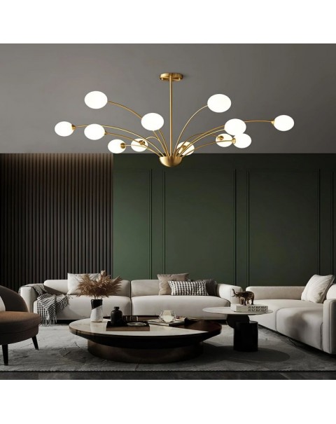 Light luxury living room crystal chandelier full copper post-modern minimalist creative personality art fireworks restaurant master bedroom light