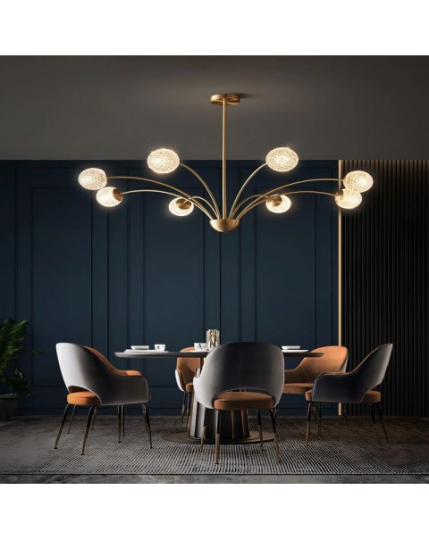 Light luxury living room crystal chandelier full copper post-modern minimalist creative personality art fireworks restaurant master bedroom light