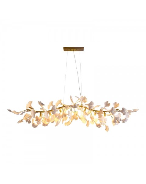 Modern living room chandelier net red ceramic ginkgo tree leaves artistic sense bedroom dining room light luxury hall modeling lamps and lanterns