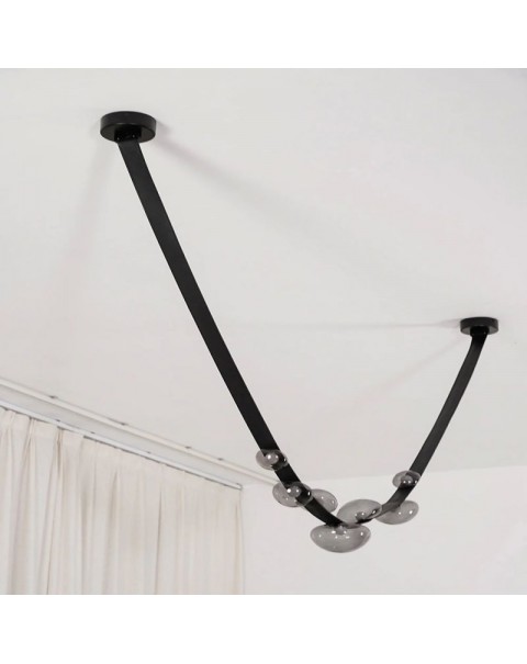 Post-modern creative dining room belt chandelier duplex picket designer model house living room light 2024 new