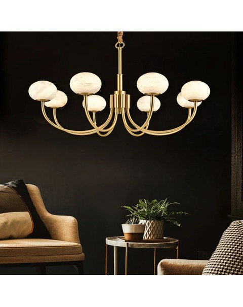 Marble chandelier full copper living room modern simple Scandinavian bedroom study lamp designer creative dining room Chinese lamps and lanterns